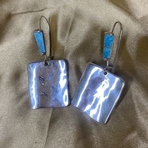 Robert Lee Morris "Mosaic" Sculptural Square Long Drop Earrings